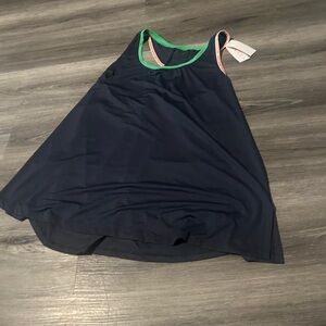 Navy Tank Top with Green Trim